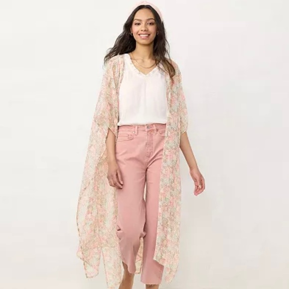 LC Lauren Conrad | Open Back Duster Lightweight One Size (OS) Polka Dot Print - Picture 2 of 7